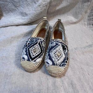 Patrizia by Spring Step Agleam Sky Multi Embroidered Jute Slip on Espadrilles